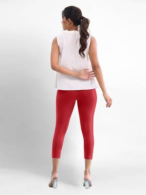 Trendmalls Super combed cotton elastane stretch cropped leggings with ultrasoft waistband 2