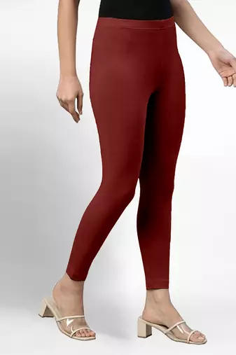 Super combed cotton elastane stretch ankle length leggings with ultrasoft waistband