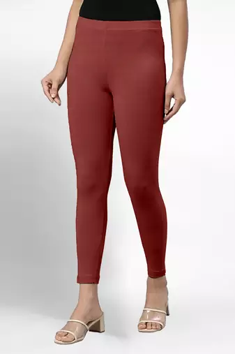 Super combed cotton elastane stretch ankle length leggings with ultrasoft waistband