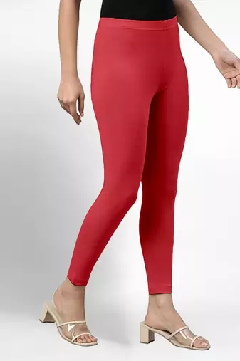 Super combed cotton elastane stretch ankle length leggings with ultrasoft waistband