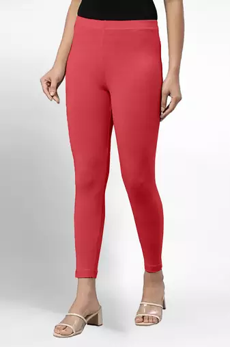 Super combed cotton elastane stretch ankle length leggings with ultrasoft waistband