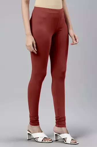 Super combed cotton elastane stretch churidar length leggings with ultrasoft waistband