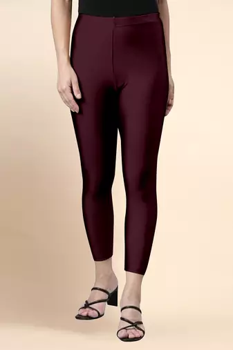Microfiber elastane stretch soft cropped leggings with ultrasoft waistband