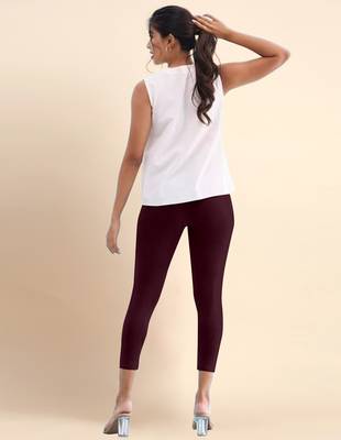 Trendmalls Microfiber elastane stretch soft cropped leggings with ultrasoft waistband 2