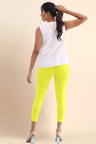 Microfiber elastane stretch soft cropped leggings with ultrasoft waistband