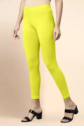 Microfiber elastane stretch soft cropped leggings with ultrasoft waistband