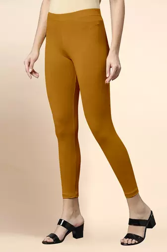 Microfiber elastane stretch soft cropped leggings with ultrasoft waistband