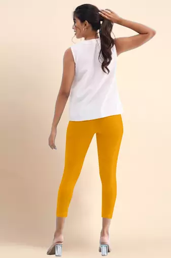 Microfiber elastane stretch soft cropped leggings with ultrasoft waistband