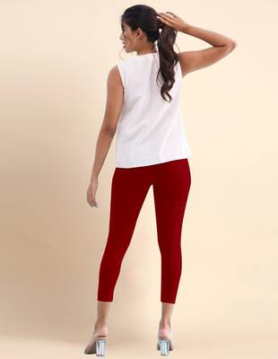 Trendmalls Microfiber elastane stretch soft cropped leggings with ultrasoft waistband 2