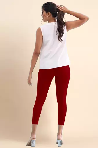 Microfiber elastane stretch soft cropped leggings with ultrasoft waistband