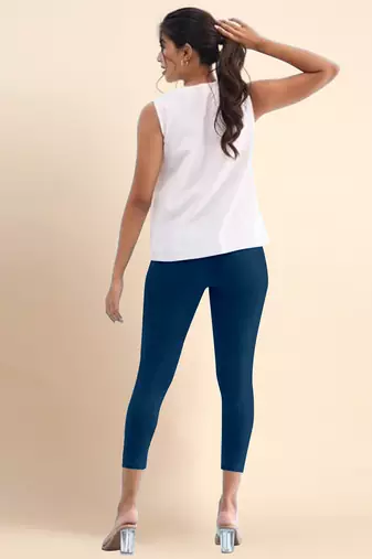Microfiber elastane stretch soft cropped leggings with ultrasoft waistband