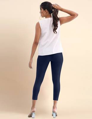 Trendmalls Microfiber elastane stretch soft cropped leggings with ultrasoft waistband 2