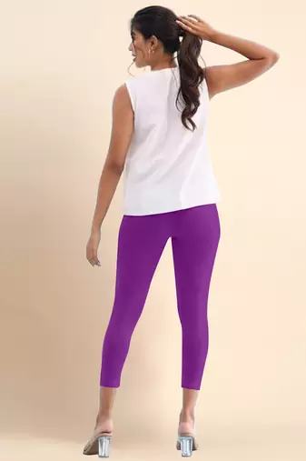 Microfiber elastane stretch soft cropped leggings with ultrasoft waistband