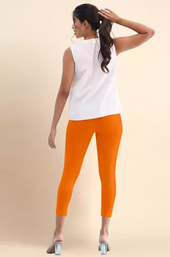 Microfiber elastane stretch soft cropped leggings with ultrasoft waistband