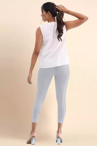 Microfiber elastane stretch soft cropped leggings with ultrasoft waistband