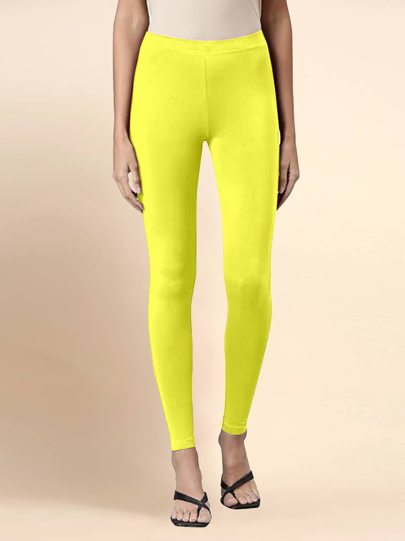 Microfiber elastane stretch soft ankle length leggings with ultrasoft waistband