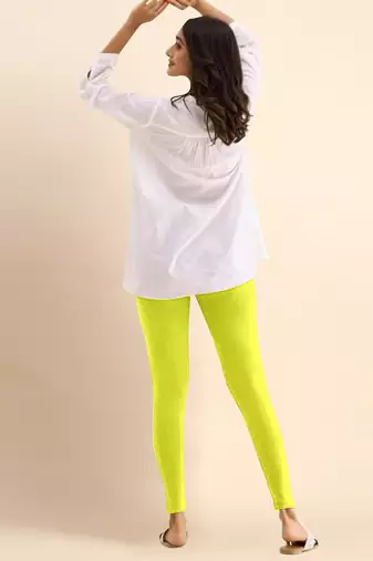 Microfiber elastane stretch soft ankle length leggings with ultrasoft waistband