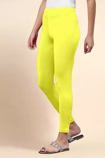 Microfiber elastane stretch soft ankle length leggings with ultrasoft waistband