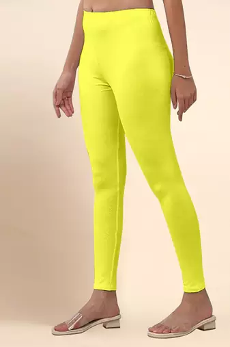 Microfiber elastane stretch soft ankle length leggings with ultrasoft waistband