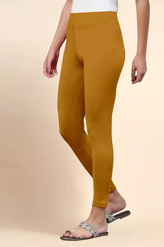 Microfiber elastane stretch soft ankle length leggings with ultrasoft waistband