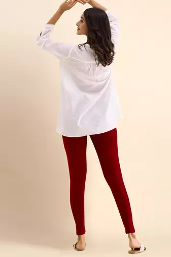 Microfiber elastane stretch soft ankle length leggings with ultrasoft waistband