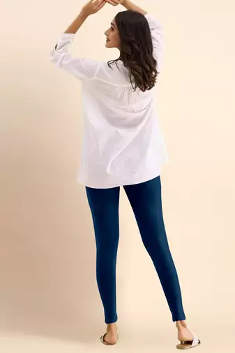 Microfiber elastane stretch soft ankle length leggings with ultrasoft waistband
