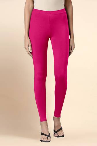 Microfiber elastane stretch soft ankle length leggings with ultrasoft waistband