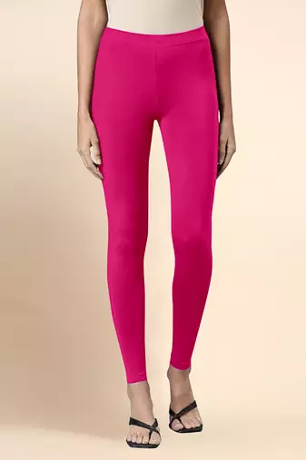 Microfiber elastane stretch soft ankle length leggings with ultrasoft waistband