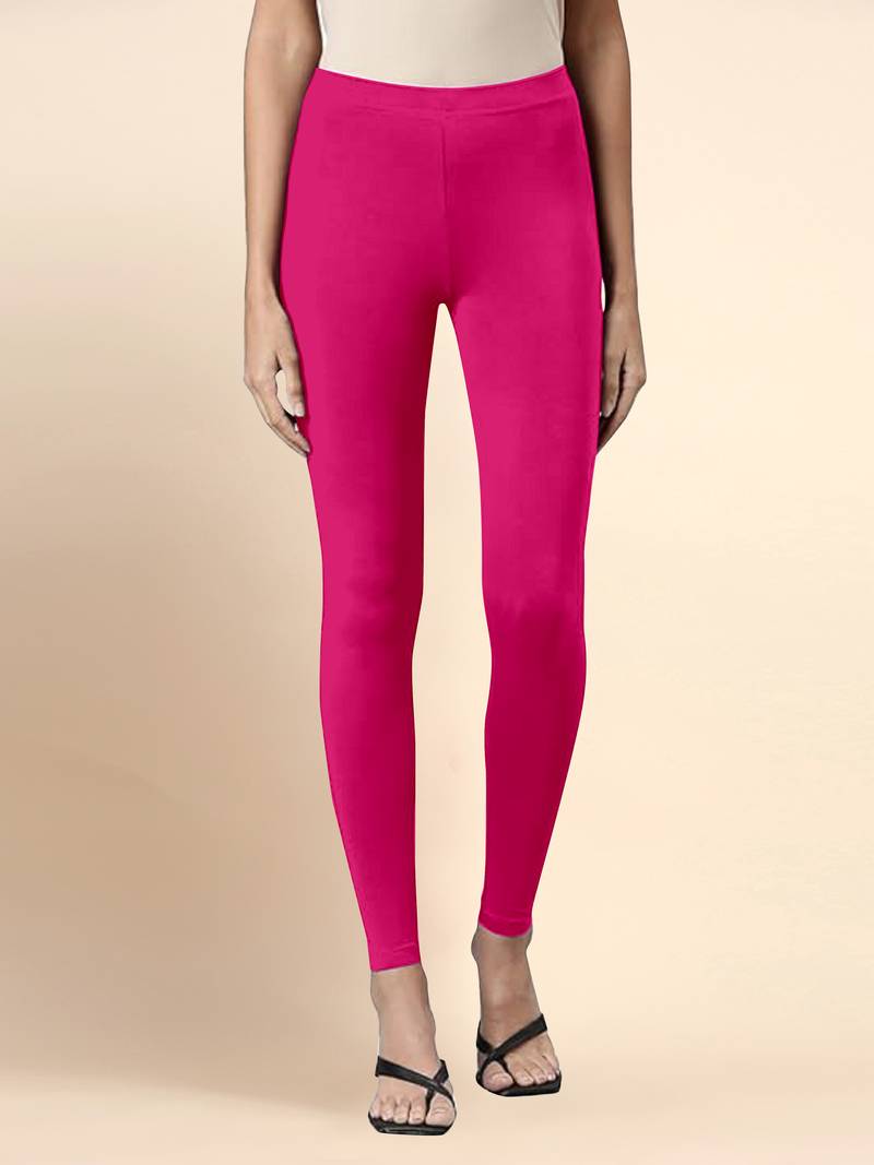 Microfiber elastane stretch soft ankle length leggings with ultrasoft waistband