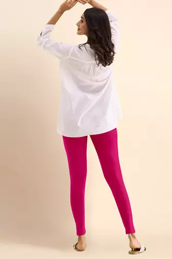 Microfiber elastane stretch soft ankle length leggings with ultrasoft waistband