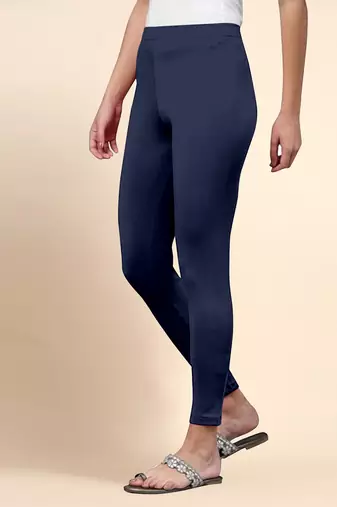 Microfiber elastane stretch soft ankle length leggings with ultrasoft waistband