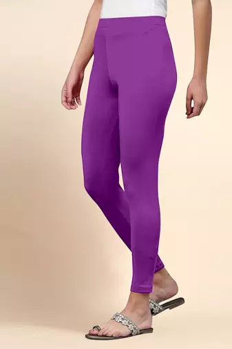 Microfiber elastane stretch soft ankle length leggings with ultrasoft waistband