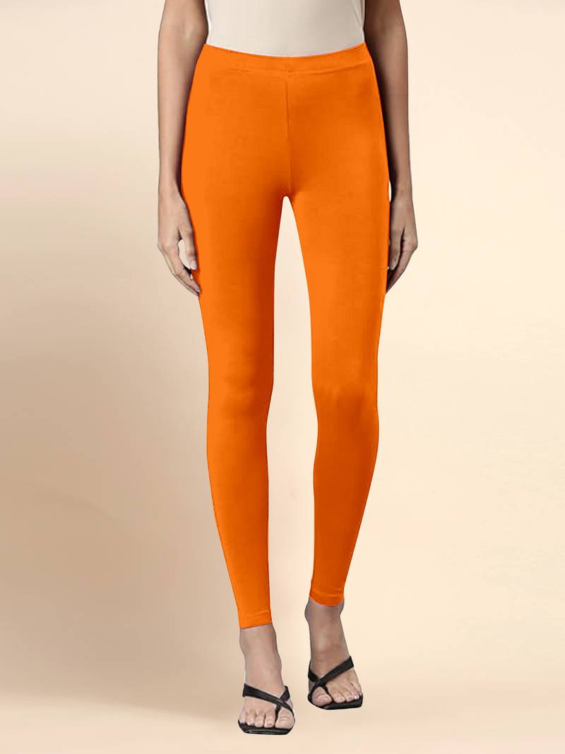 Microfiber elastane stretch soft ankle length leggings with ultrasoft waistband