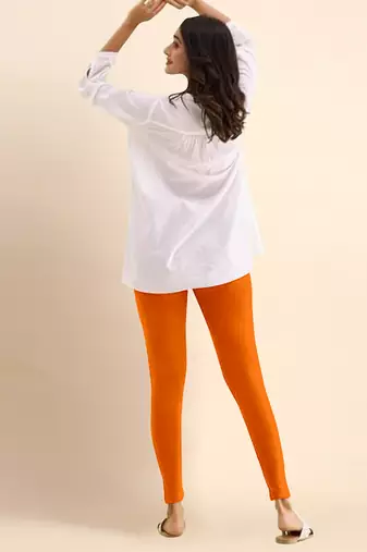 Microfiber elastane stretch soft ankle length leggings with ultrasoft waistband