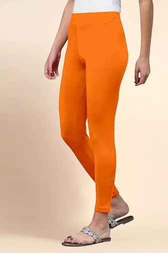 Microfiber elastane stretch soft ankle length leggings with ultrasoft waistband