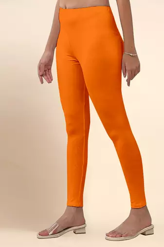 Microfiber elastane stretch soft ankle length leggings with ultrasoft waistband