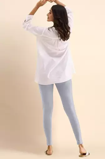 Microfiber elastane stretch soft ankle length leggings with ultrasoft waistband