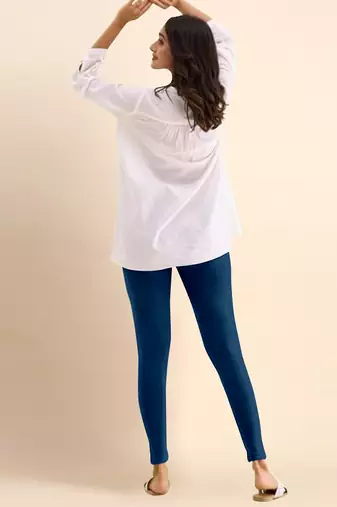 Microfiber elastane stretch soft ankle length leggings with ultrasoft waistband