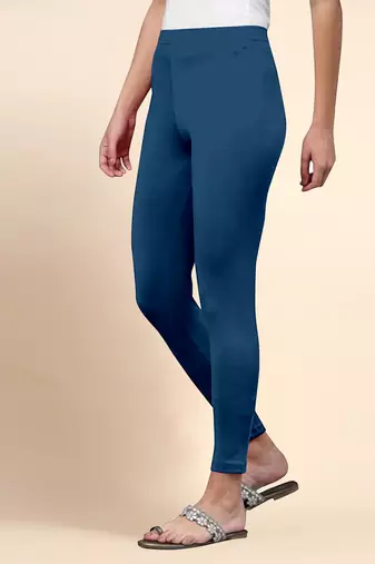 Microfiber elastane stretch soft ankle length leggings with ultrasoft waistband