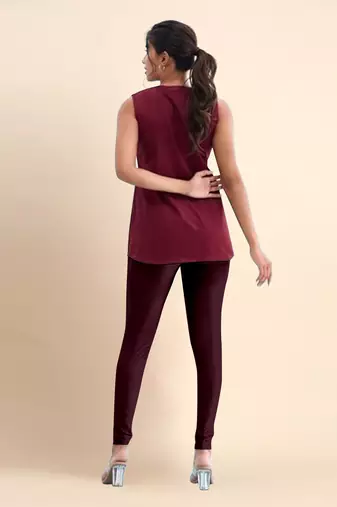 Microfiber elastane stretch soft churidar length leggings with ultrasoft waistband