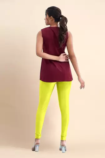 Microfiber elastane stretch soft churidar length leggings with ultrasoft waistband