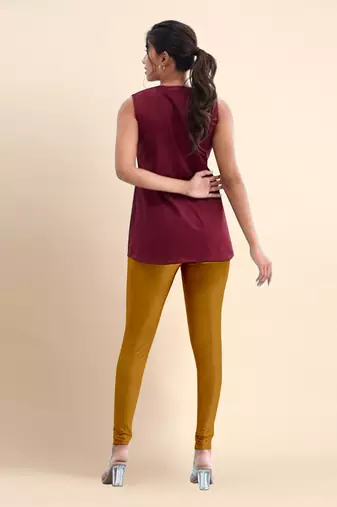 Microfiber elastane stretch soft churidar length leggings with ultrasoft waistband
