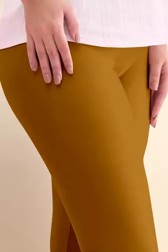 Microfiber elastane stretch soft churidar length leggings with ultrasoft waistband