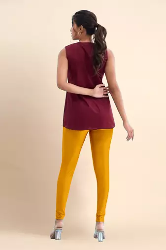 Microfiber elastane stretch soft churidar length leggings with ultrasoft waistband