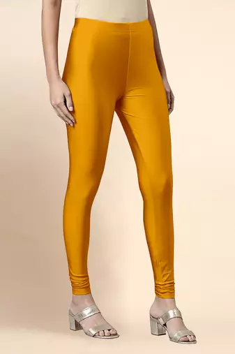 Microfiber elastane stretch soft churidar length leggings with ultrasoft waistband