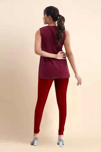 Microfiber elastane stretch soft churidar length leggings with ultrasoft waistband
