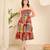 Women pink geometric print cotton flared strappy dress