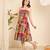 Women pink geometric print cotton flared strappy dress