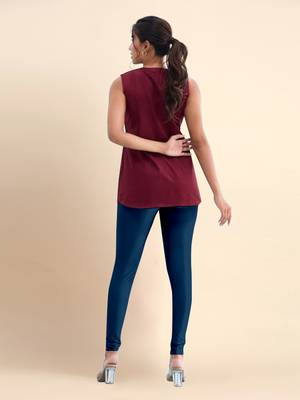Trendmalls Microfiber elastane stretch soft churidar length leggings with ultrasoft waistband 2