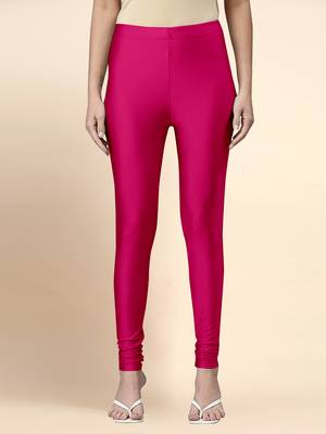 Trendmalls Pink Microfiber elastane stretch soft churidar length leggings with ultrasoft waistband 1
